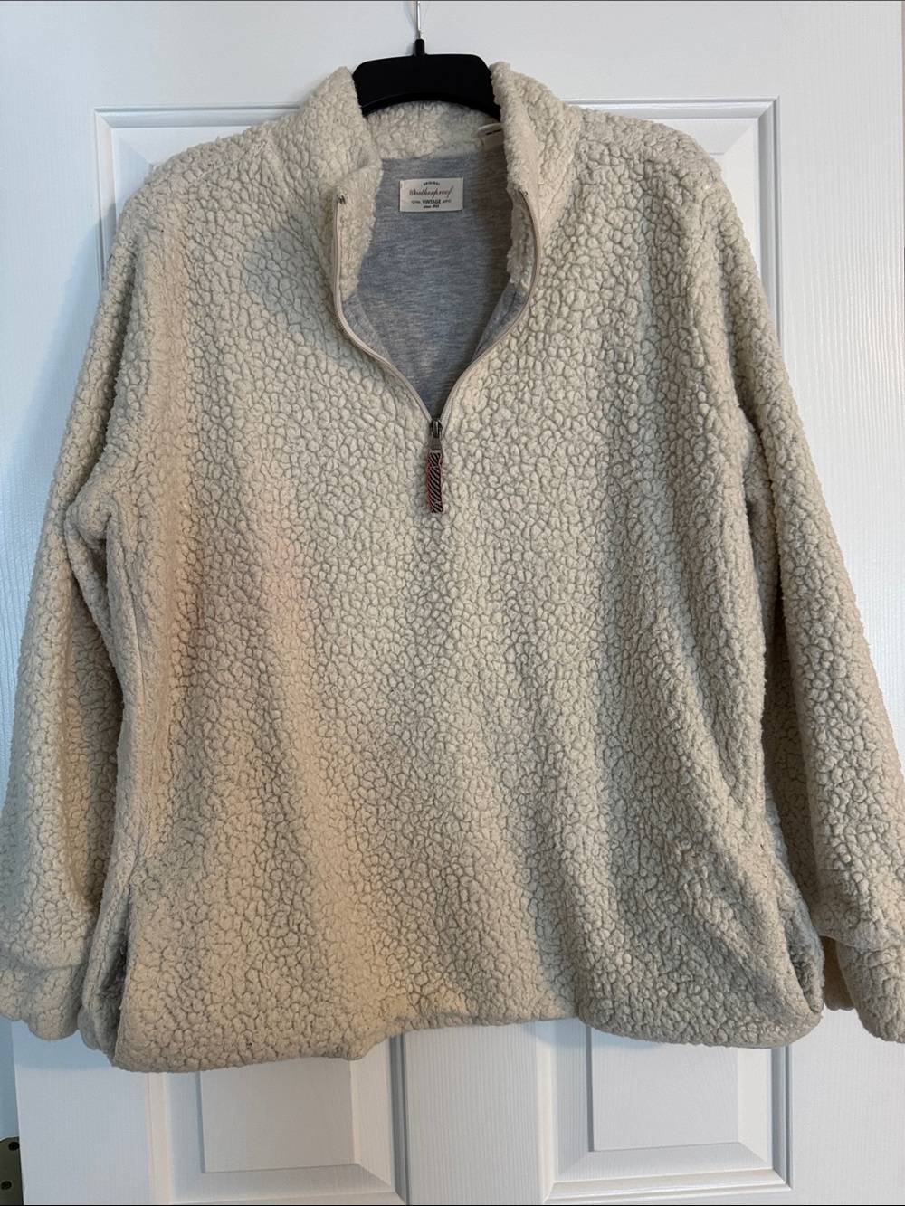 Women's Cream Plush Sherpa Half-Zip Pullover